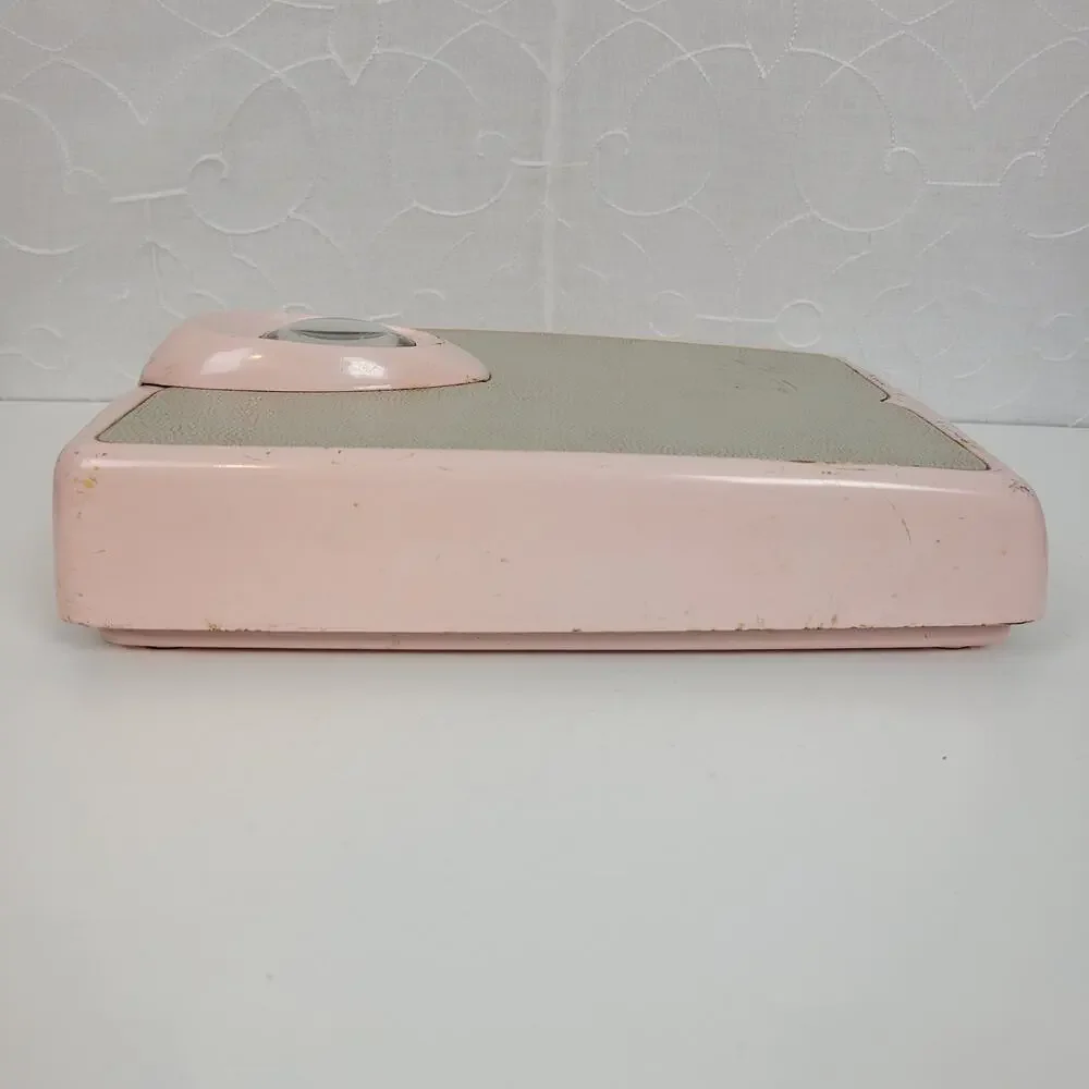 Vtg Chatham Bathroom Standing Weighing Scale Gray Pink Industrial Mid Century
